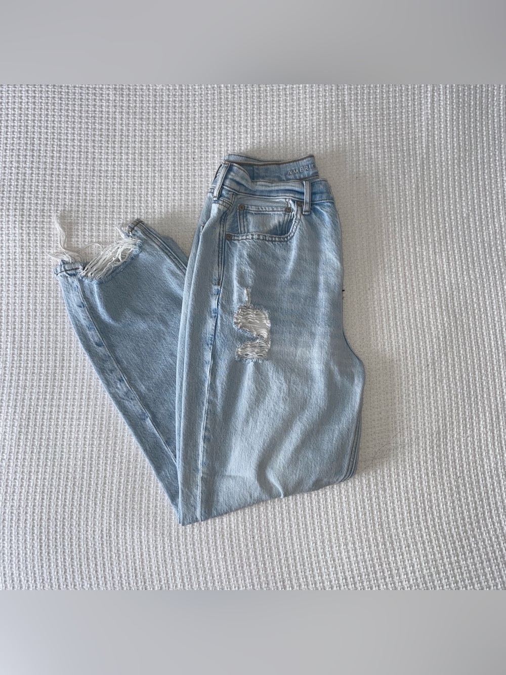 distressed straight leg jeans